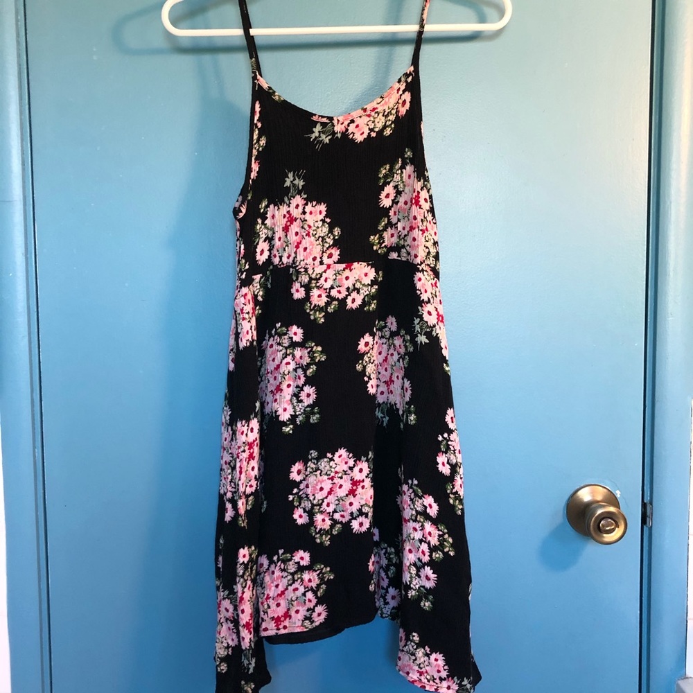 Pink and black floral sundress